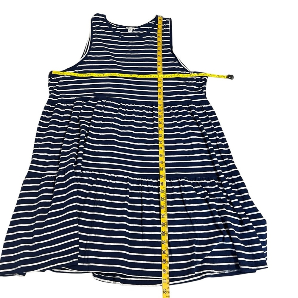 J Crew Factory Sleeveless Stripped Knit Tiered Mini Dress 100% Cotton Size 2X - Picture 5 of 12